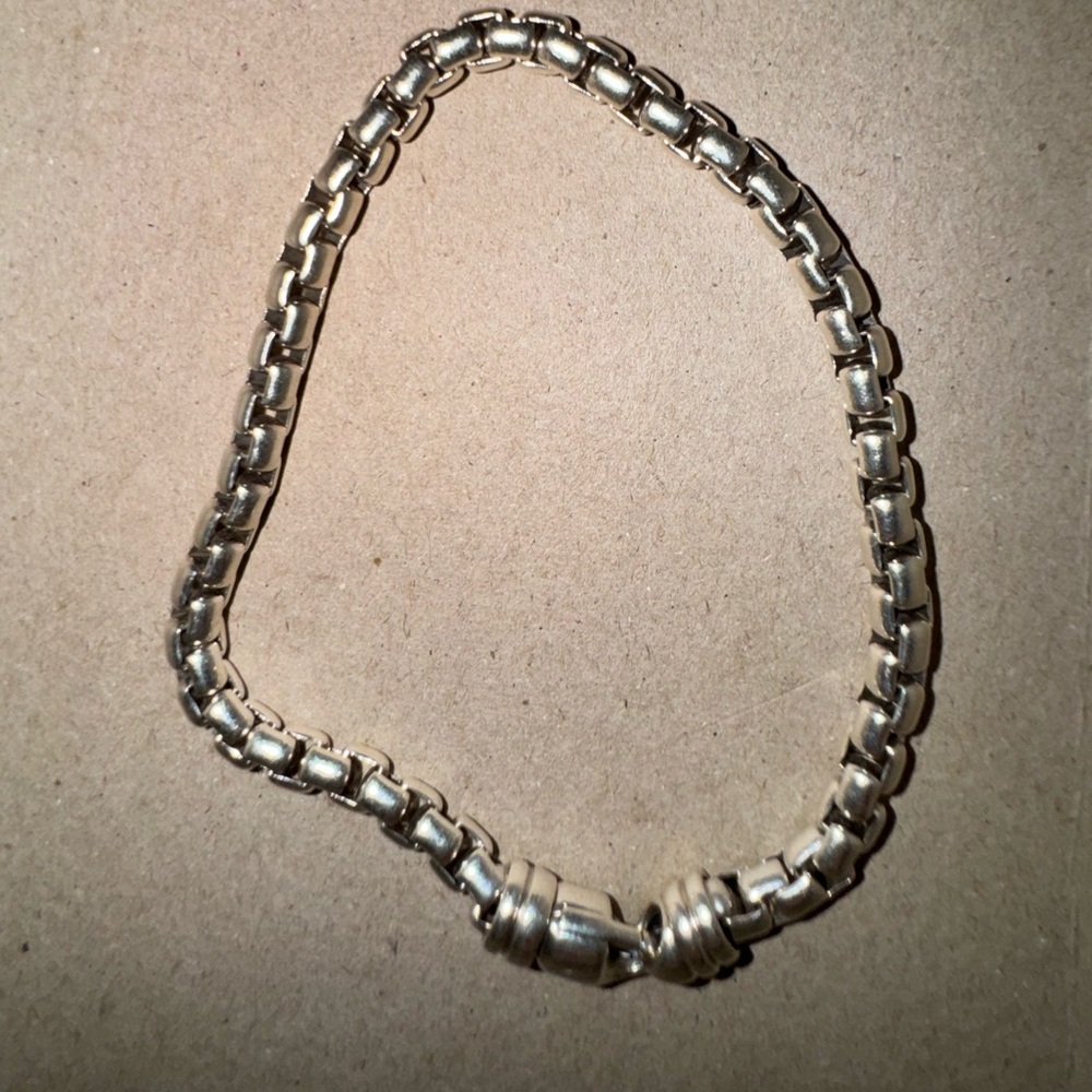 David Yurman Sterling Silver Box Link Chain Bracelet Men’s 4mm 9” / 19 Cm